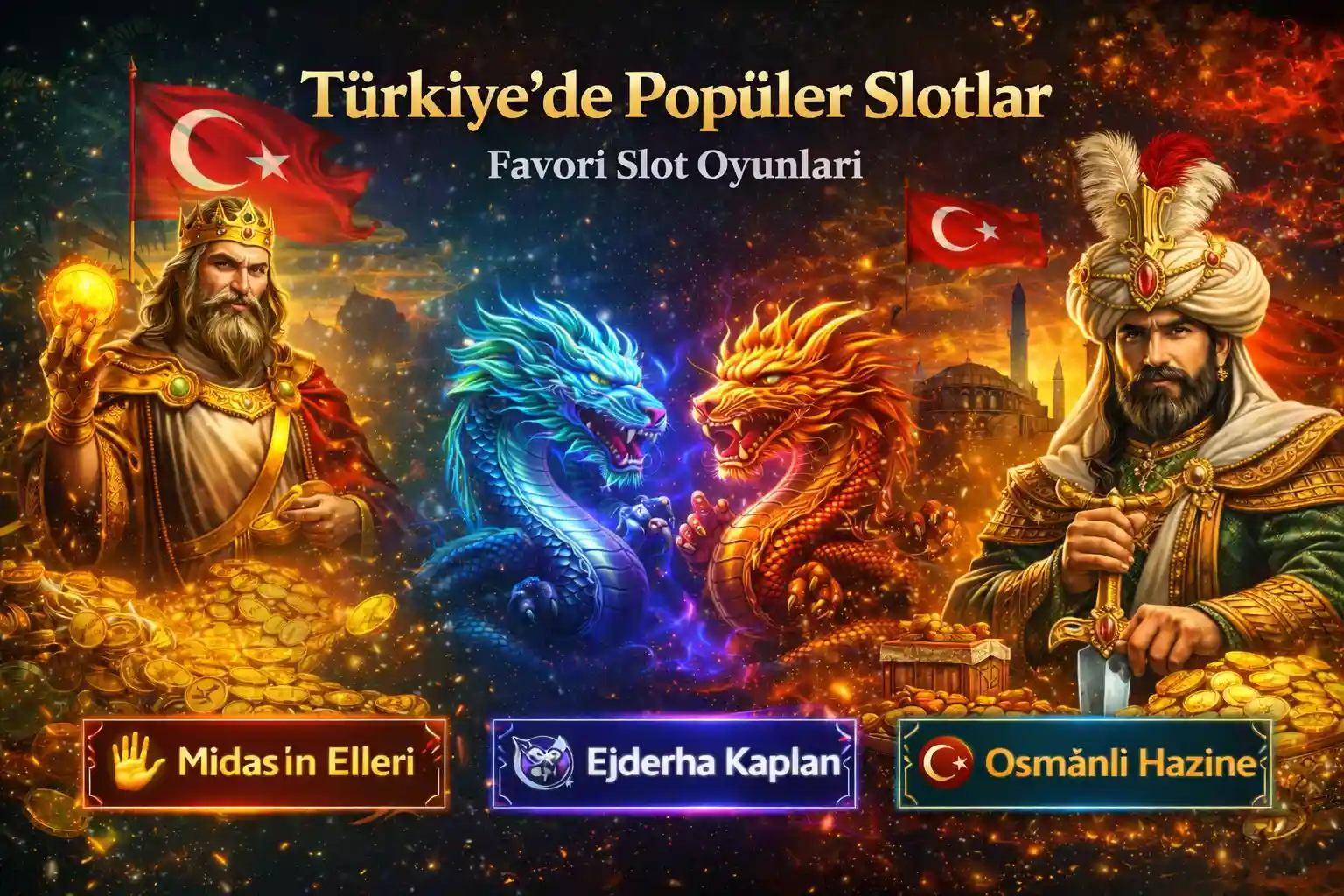 Midas, Ejderha Kaplan ve Osmanlı Hazinesi gibi Türkiye'nin en sevilen slot oyunları