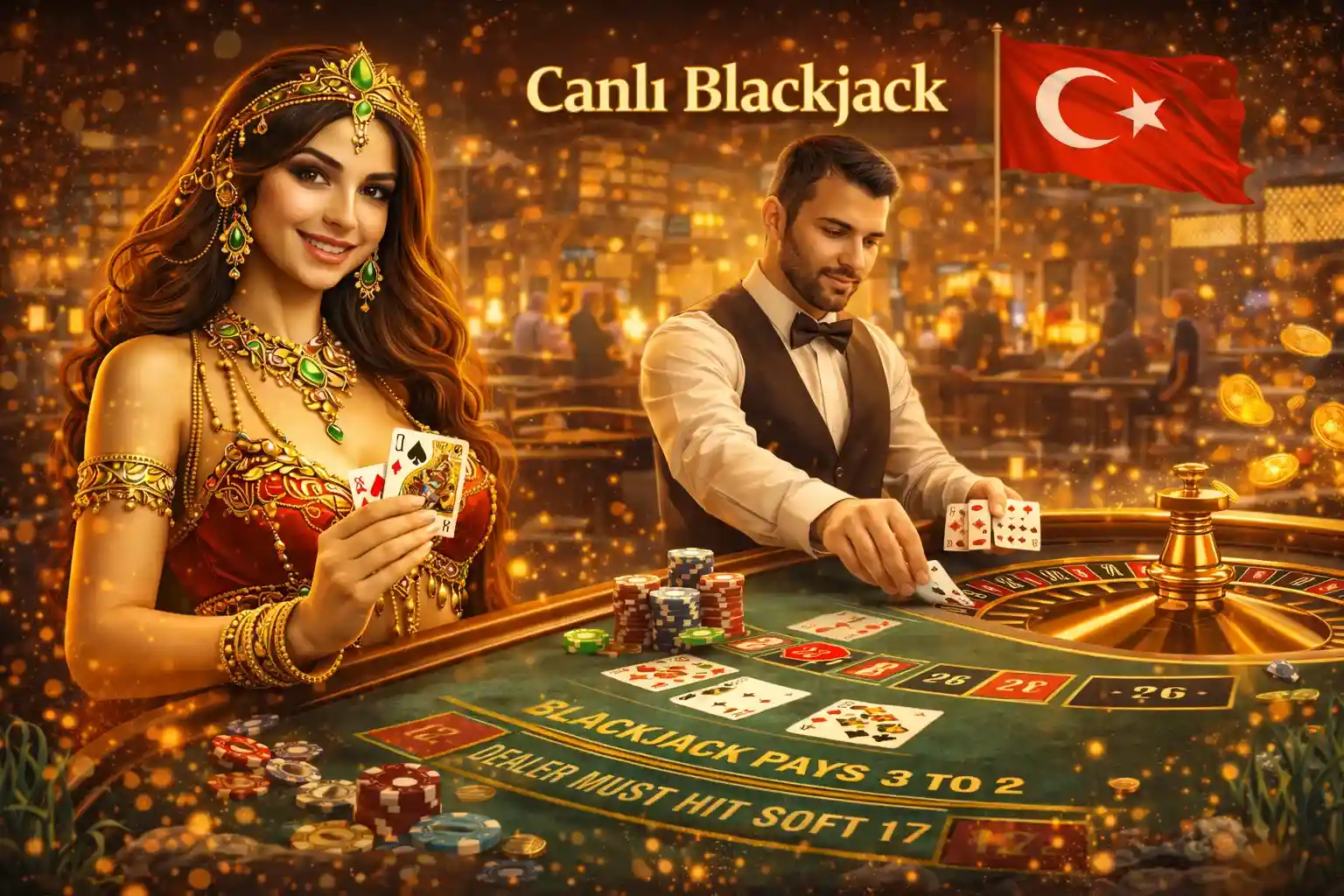 Gerçek krupiyerlerle oynanan canlı blackjack masasında strateji ve şansın buluşması